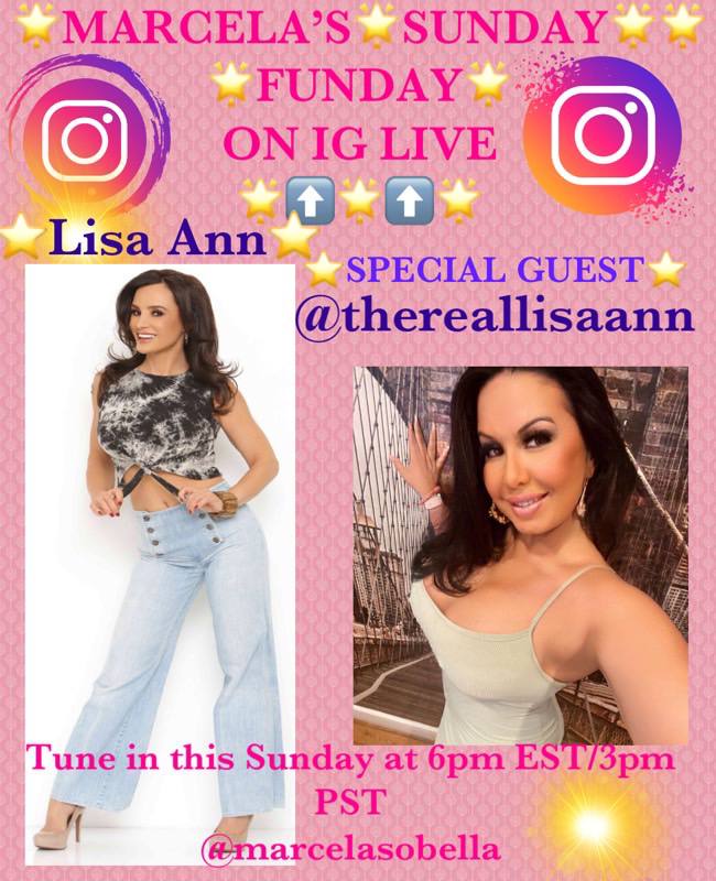 Marcela Alonso New IG Live Show, Sunday Funday  Welcomes Adult Industry Icon & Broadcaster Lisa Ann