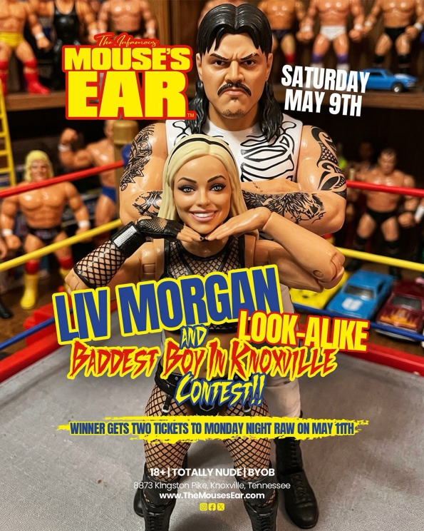 The Mouse’s Ear Knoxville  hosts the hottest Liv Morgan and Dominick Mysterio look-alike contest on May 9th