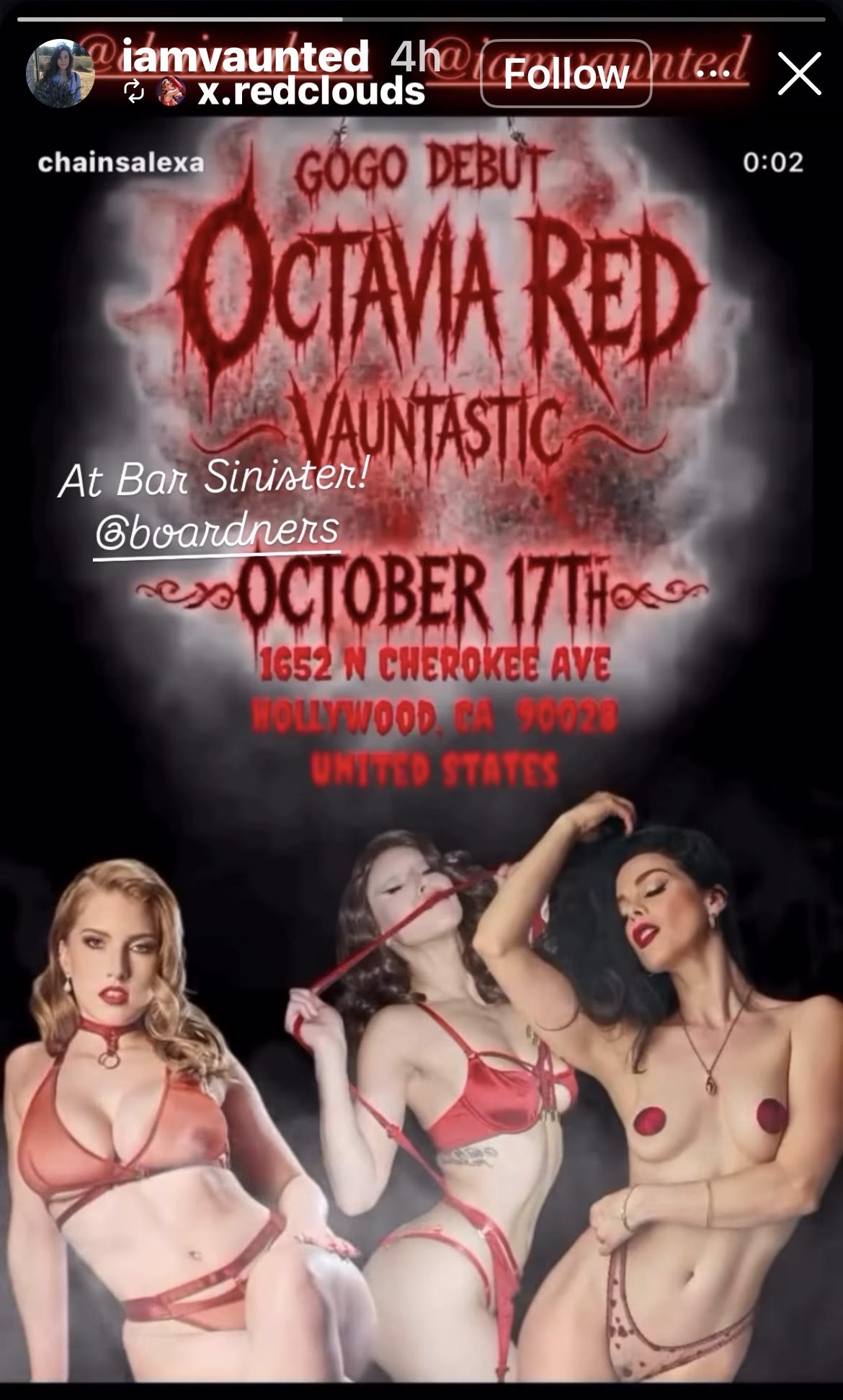 Octavia Red, Alexa Chains, and Nicole Vaunt Set Hollywood Ablaze with an Electrifying Night of Gothic Glamour at Vauntastic!